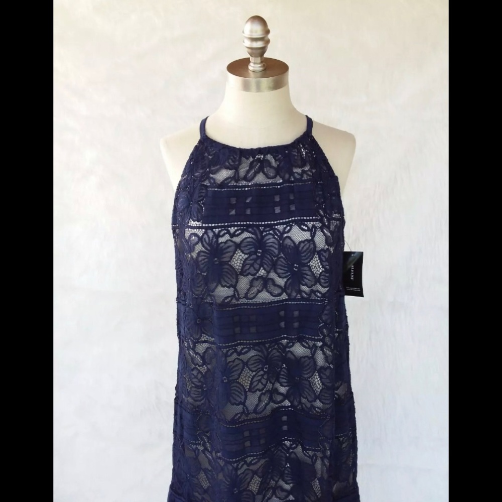 Alfani Cute Drop-Waist Lace Dress Navy Nautical